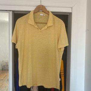 Hot Authentic Onia Yellow/White Striped Polo Shirt Size XL
